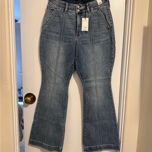 Judy Blue Medium Blue Flare Jeans with Front Seam Detail